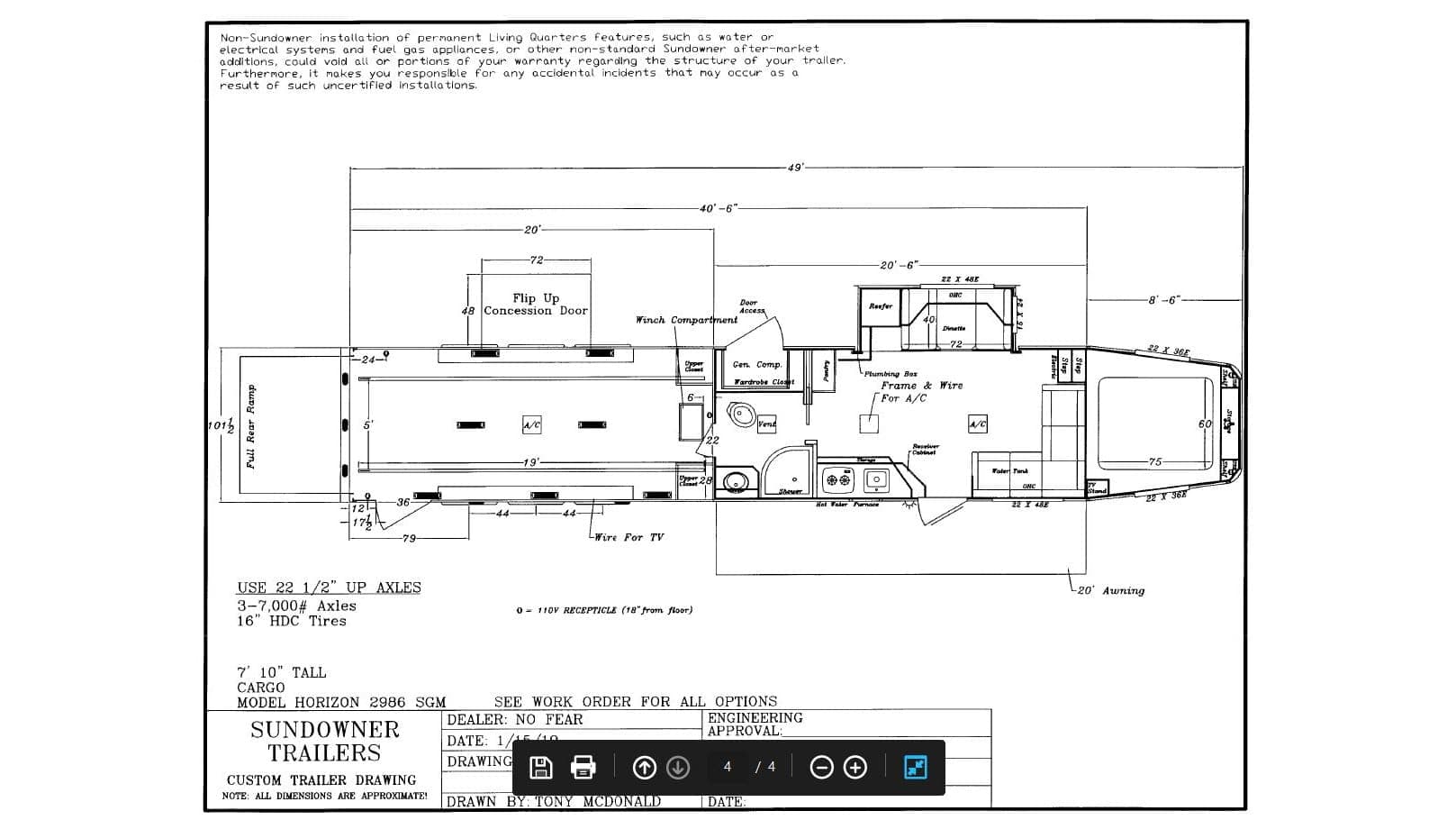 2020 Sundowner 2986 SGM Toy Hauler — 49' Triple-Axle, view